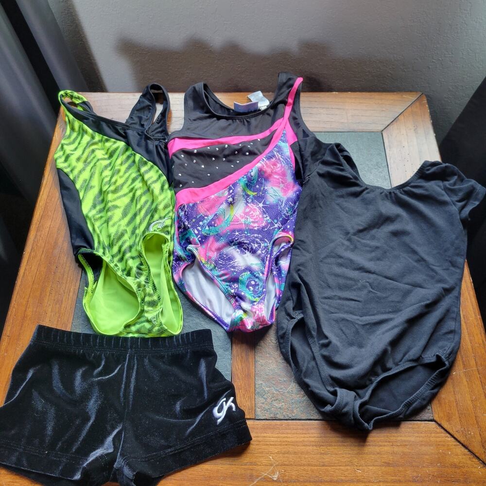 Bundle of 3 Gymnastics Leos and 1 pair of shorts